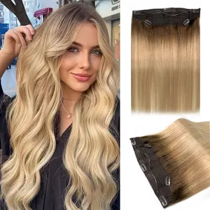 Shinyeen Halo Hair Extensions Real Human Hair for Women Wire Hair Extensions with Transparent Adjustable Headband Size 5 Secure Clips Straight Invisible Fish Line Hairpiece（16-#AB） hair extensions