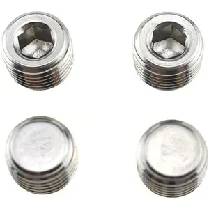 Hahiyo 1/4 Inches NPT Hex Socket Plug Smooth Threads Seal Tight Allen Head 304 Stainless Steel Pipe Fitting Bright Finish Multi Function 4 Pieces for Motor Drainage Hole Water Line Empty Ports
