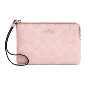 COACH Classic Logo Small Pink Leather Clutch for Women
