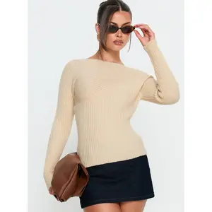 Cassye Long Sleeve Ribbed Top Cream