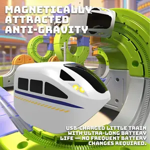94/51/18 PCS Electric Train Track Building Set, DIY Racing Track Construction, Anti-Gravity Stem Toy, Includes Electric Train & Traffic Signs, DIY Racetrack, USB Charging