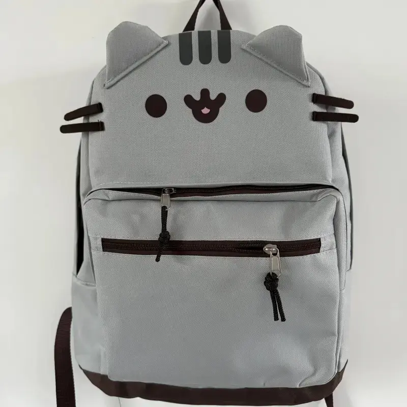 Cute Cat Backpack with Twin Back Design&Detachable Paws - Lightweight School Backpack with Adjustable Straps,Zipper Closure,Black&Grey Tabby Cat Print,Durable & Easy-Clean Material for Girls & Boys,School bag,Travel bag