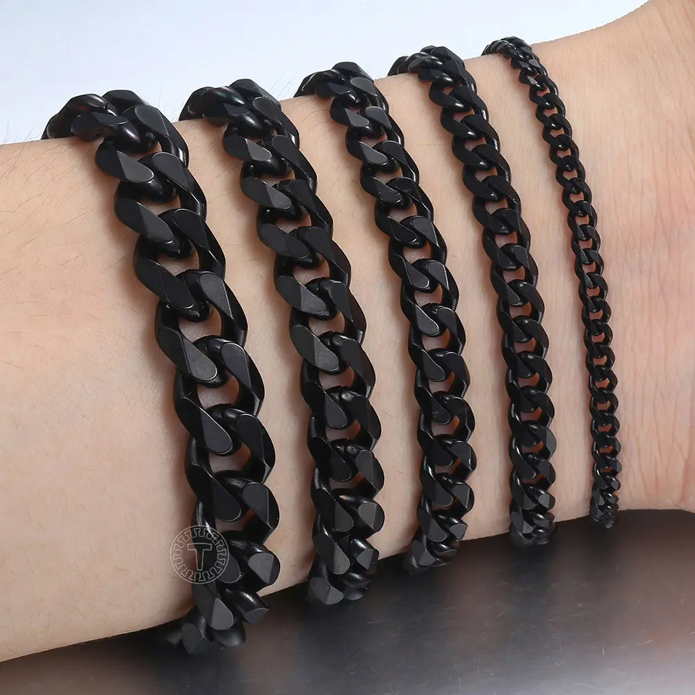 Mens Womens Bracelet Curb Cuban Link Chain Stainless Steel Chains Jewelry for Men Women Fashion Jewelry 3/5/7/11mm 7-11inch