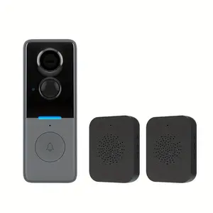 1080P Wireless Wi-Fi Video Doorbell Camera, Smart Dooor Home Security, Night Vision,  TUYA APP Cloud Storage, AI Motion Detection Real-time Alerts, 2-Way Audio, Live View, Battery Powered, No Subscription, Doorbell with Chime (2 Receivers + 1 Push Button)