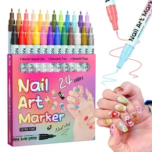 12/24 Color Nail Art Pens, 0.5 MM Nail Polish Pens Set Drawing Painting Point Liner Acrylic Painted Pen Kit, Waterproof and Quick-drying Nail for DIY Nails Art Design Manicure Tools