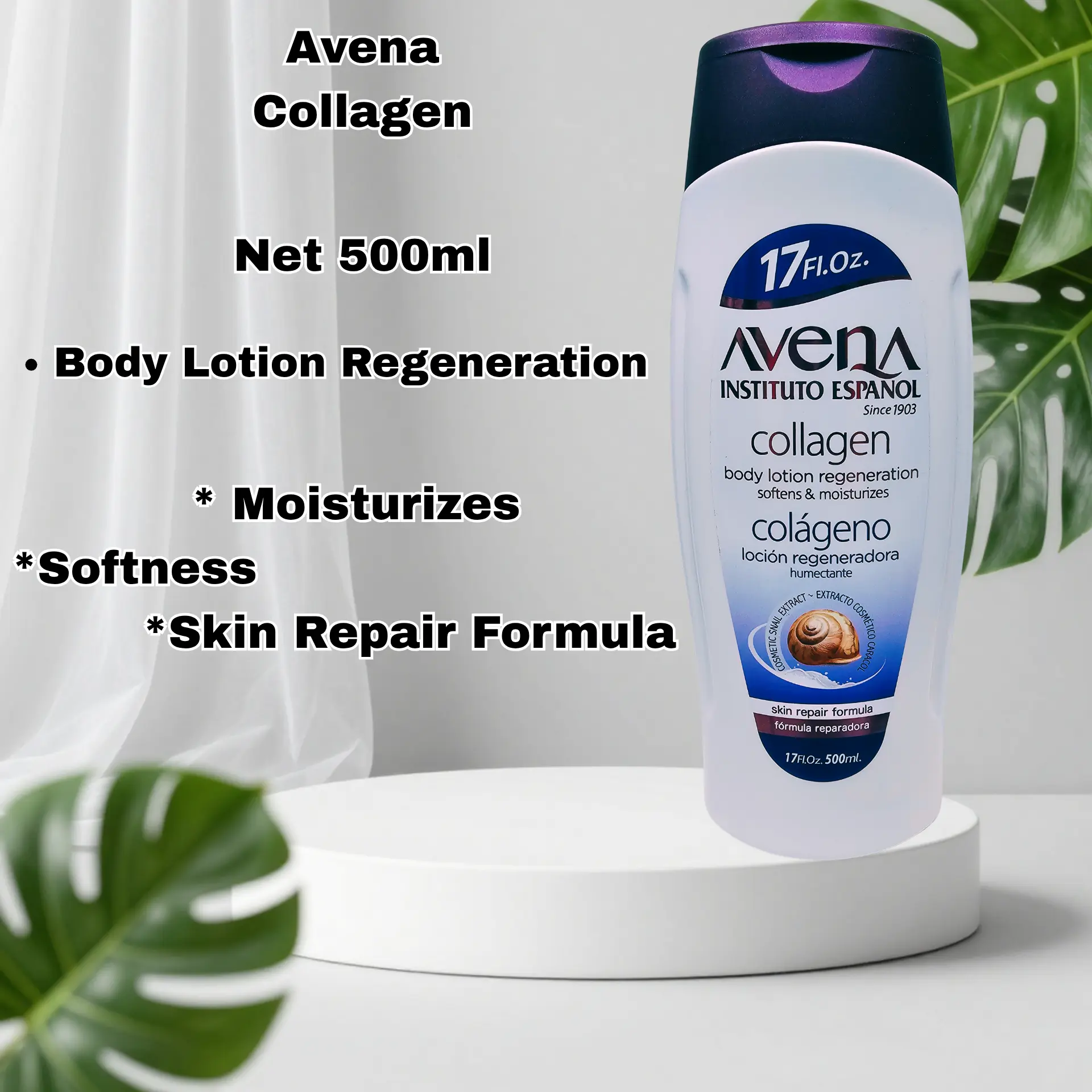 Avena Collagen Body Moisturizer for Mature Skin, Hydrating Daily Apply Formula with Skin Repair for Deep Hydration, 500ml