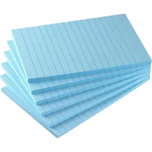6 Pads Lined Sticky Notes with Lines 4x6 Self-Stick Notes Bright Color Sticky Notes, 45 Sheets/Pad (Light Blue)