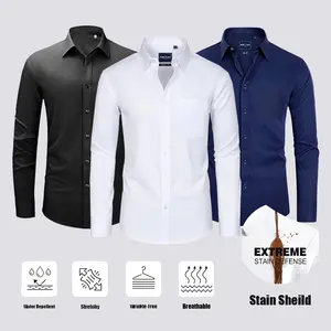 3-Pack Alimens & Gentle Stain Sheild  Dress Shirts for Men Slim Fit Mens Dress Shirts Long Sleeve Button Down Shirt Men Shirts
