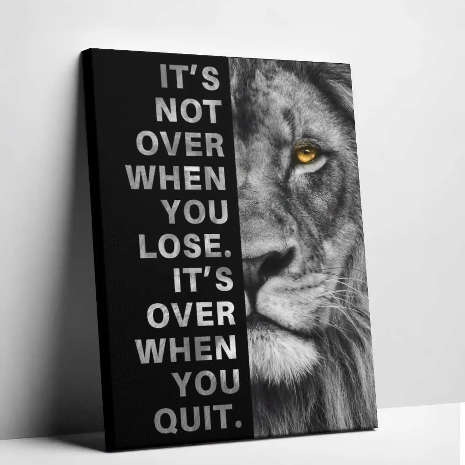 Lion Inspirational   for Living Room,Black and White Wildlife Lion Motivational Quotes Pictures   Animal Framed Canvas   for Bathroom Bedroom Office  wall art decor