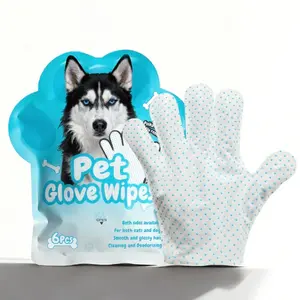 Pet Washable Cleaning Gloves Upgrade Version, Daily Care Disposable No-Rinse Beauty Wipes, 6 Pcs Suitable for Travel and Nourishing Fur