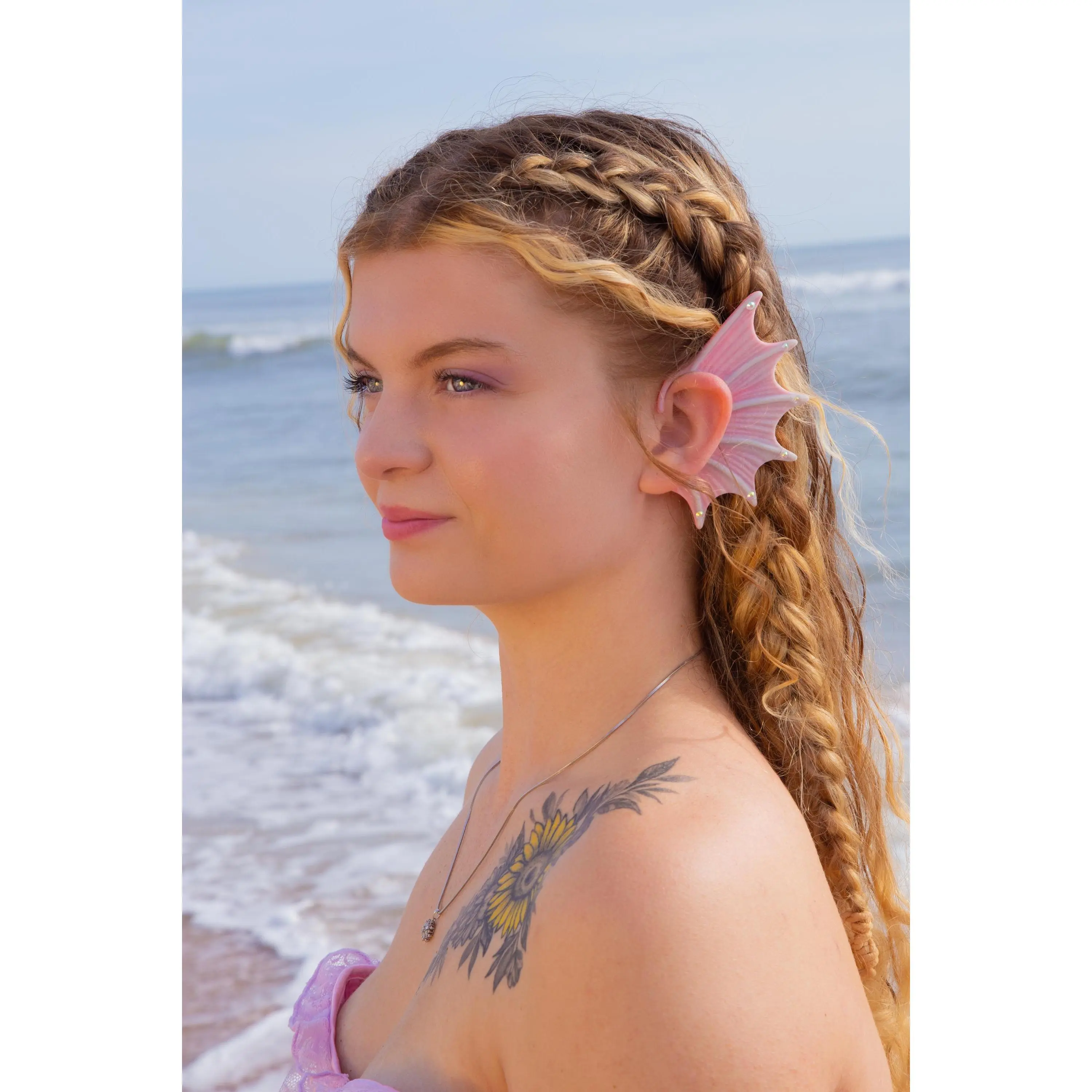 Mermaid Ear Cuffs: Crystal Fin,Fantasy Jewelry (Set of 2), No Piercing