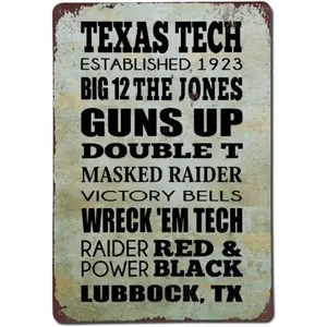 Texas Tech Subway Sports Vintage Quotes Metal Sign,Retro Guns up Bar Men Cave Garden Wall Art,Rustic Farmhouse Aluminum Sign,Home Decor, lgexnjxdgf2k, 20x30cm Gift for Her, Birthday Gift, Mothers Day Gift, Gift for Women, Grandma Gifts