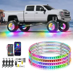 Nilight 4PCS 15.5in Wheel Ring LED Lights Car, Dream Color Multifunctional Ambient Lights with APP & Remote Control, Multiple Colors, Turn Signal & Braking Function for Car SUV Truck Led Dashboard Led Backlights