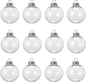 12 count 3.15 Inch Clear Plastic Fillable Ornament Balls, Removable Top Clear Hanging Ornaments Ball, DIY Plastic Ornaments Round Balls,  for Decoration On Christmas Trees, Wedding, Party