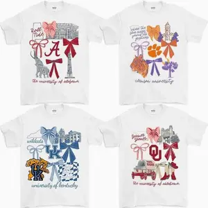 Vintage Coquette College T-Shirt - White Color, All Teams Retro Cotton Crewneck, Preppy Girly Game Day Outfit, Cute Football Fan Tee, Sporty Fall Season Top, Trendy Gift for College Game Lovers  42E