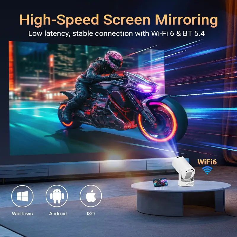 HY300 Ultra Mini 4K Projector, Native 720P Mini Portable Projector with WiFi 6, Bluetooth, 180° Rotation, Built-in Apps & Speaker for Home Theater & Gaming homeessentials