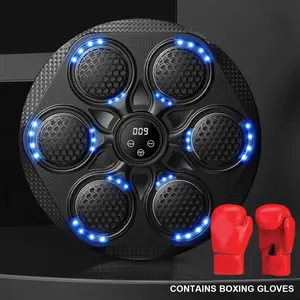 [Deals for You Days]HOTKAM Music Boxing Machine with Boxing Gloves, Wall Mounted Smart Bluetooth Music Boxing Trainer, Indoor Electronic Boxing Target for Adults and Kids, Fitness Punching Equipment for Home Workouts, Black S1 musicboxingmachine