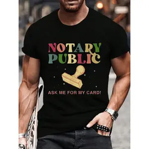 100% Cotton Notary Public Ask Me For My Card Funny Notary Signing Agent T-Shirt Women's Men's Graphic Tee Crew Neck summer vacation Tops
