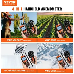 Spring new arrivals Split Handheld Anemometer, 14 ° F -140 ° F , Digital Wind Speed CFM Meter Gauge with LED Backlight Screen, Measures Wind Velocity Wind Temperature Air Flow Wind Chill, for Sailing Surfing Flying HVAC