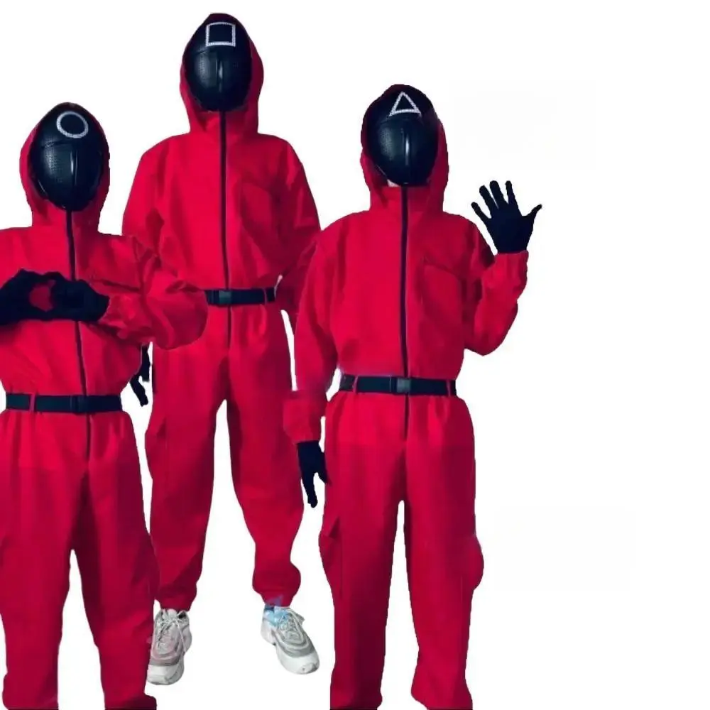 Korean Squid Game Cosplay Costume for Adults & Kids Clown Cosplay Jumpsuit with Gloves and Mask