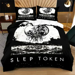 Vintage Rock Gothic Print Decorative Bedding Set, Soft Bedding Sets, Super Soft Comfortable, 1 Piece Duvet Cover and 1/2 Pillowcases, All Seasons Use