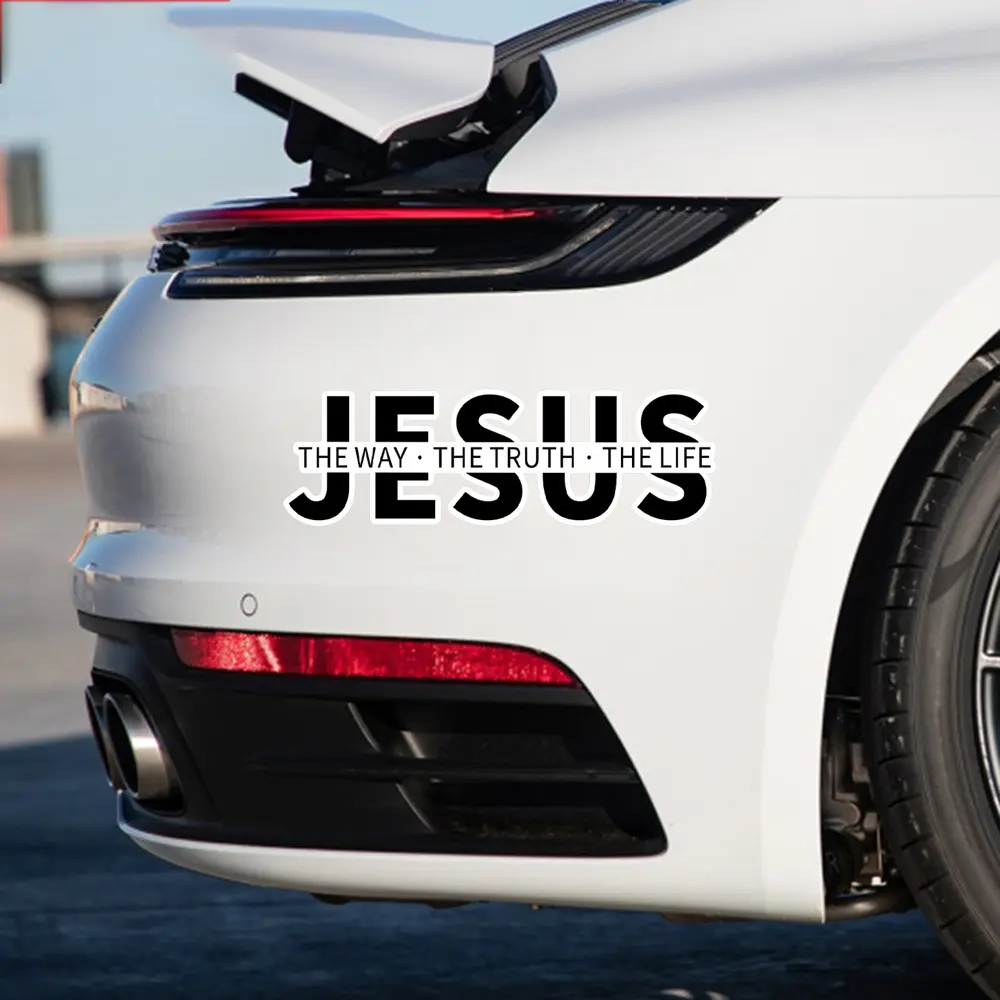 Jesus The Way Truth Life Christian Vinyl Decal Sticker Car Decals - High Adhesion Waterproof Sunproof Faith Decor - residue-free Easy Removal Car Stickers Decal For Cars