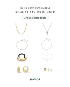 PAVOI 14K Gold Plated Summer Style Bundles for Women – 3-Piece Trendy Jewelry & Hair Accessory Set – Mix & Match Anklets, Necklaces, Earrings & Hair Cuffs for Beach & Vacation Looks - Build Your Own Tiktok Bundle