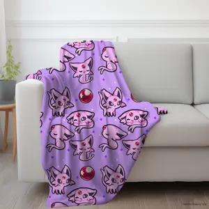 Eeveelution Series Fleece Blanket, Poke Throw Gifts for Fans and Gamers, Birthday Gift, Home Decor, Valentines Day