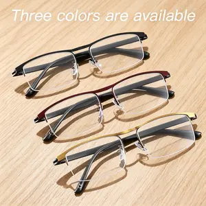 3-pack lightweight, stylish reading glasses with progressive multi‑focus and blue light blocking, rectangular metal semi‑frame design, TR temples, comfortable fit that doesn’t pinch the face, unisex. daily