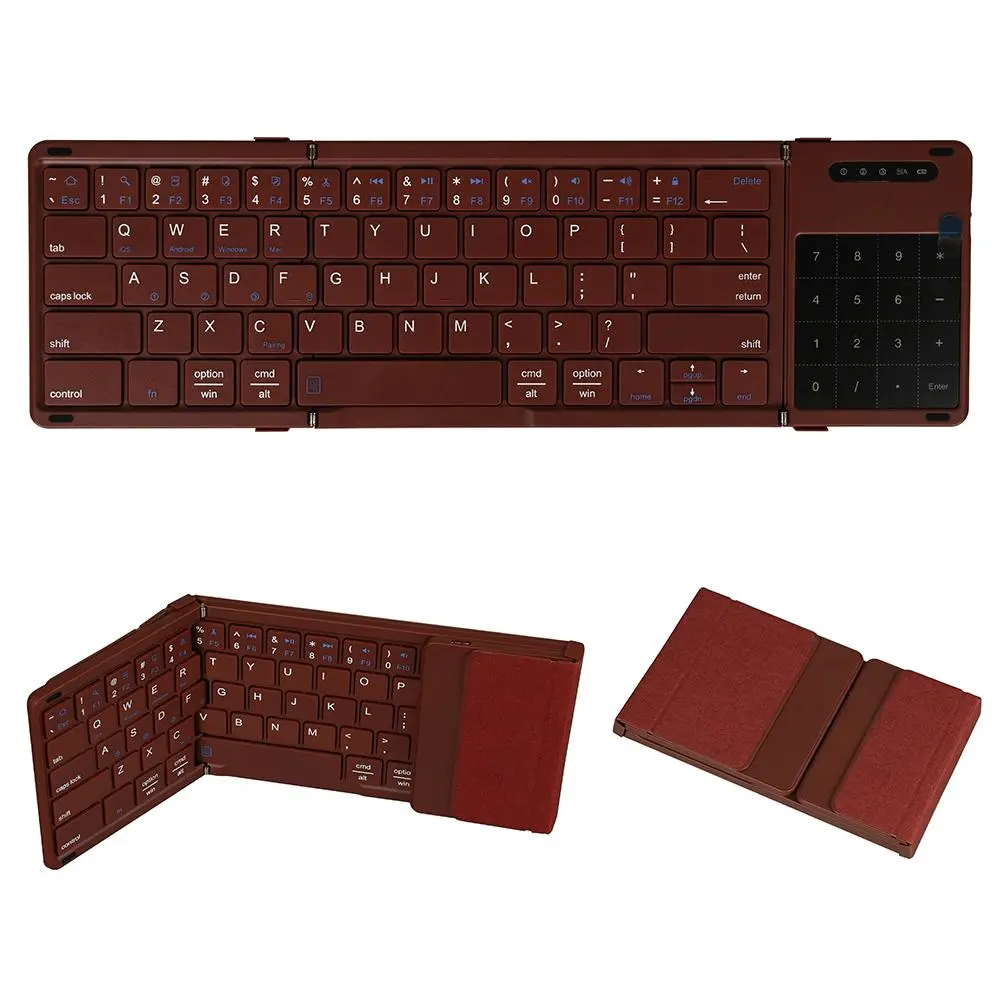 Wireless Mini Foldable Bluetooth-compatible Keyboard, Rechargeable Wireless Keyboard, Portable Ultra-thin Keyboard with Touchpad, Business Office Keyboard for Tablet & Laptop