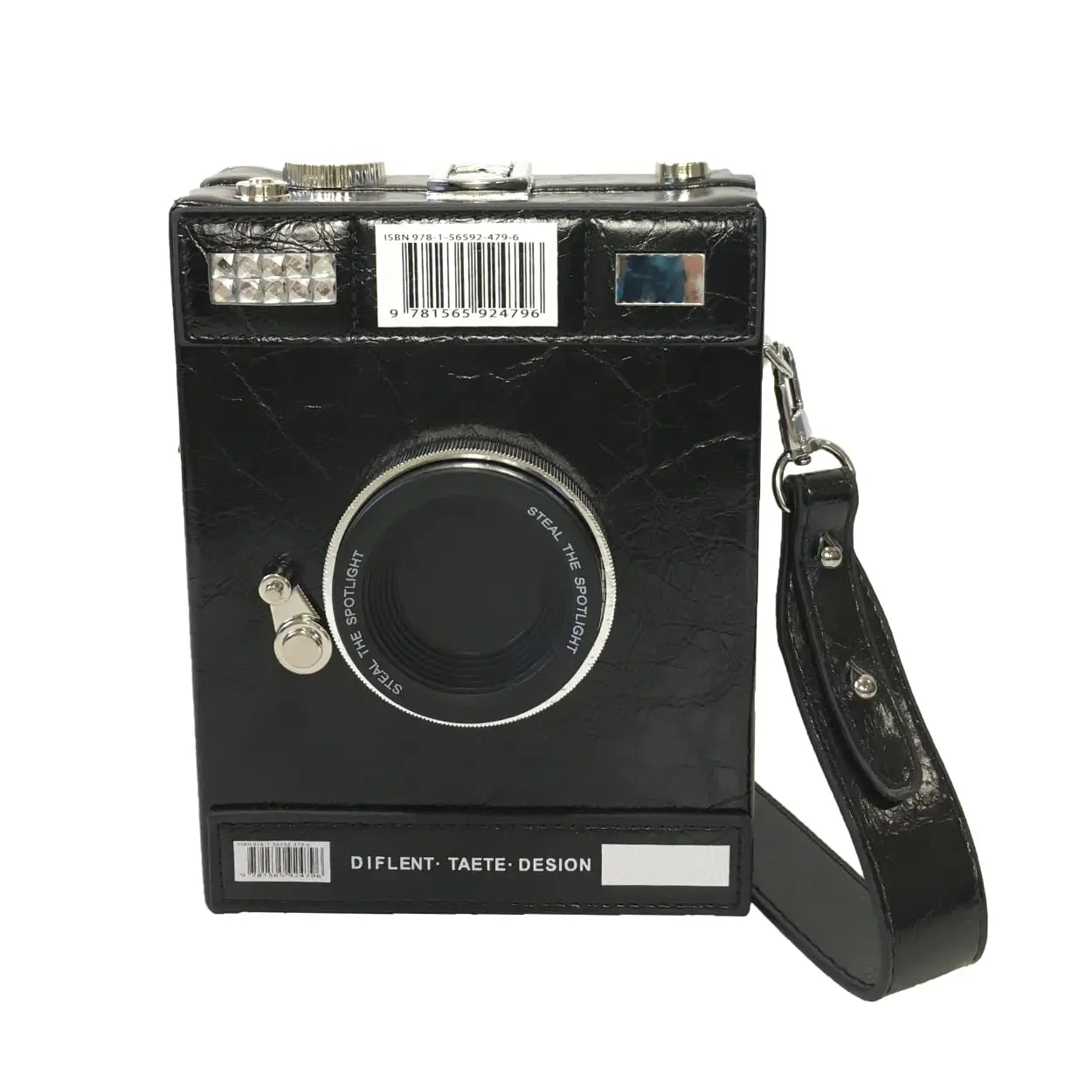 Women's Vintage 35mm Camera Design Crossbody Purse - Durable Faux Leather Construction Camera Shape Box Bag, Black, Adjustable Hands-Free Fashion Kitsch Style Shoulder Bag