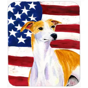 Carolines Treasures  Usa American Flag With Whippet Mouse Pad- Hot Pad Or Trivet
