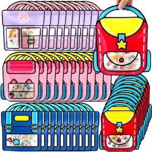 40/100 Pcs Back to School Cartoon Backpack Goodies Bags Snack Bags Candy Bags Plastic Gift Bags with Handle Transparent Window Treat Bags for Teacher Student Women,School Classroom Supplies,Birthday Party kindergarten Vibrant Orange Celebrations Gift