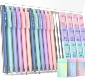 12Pcs Aesthetic Mechanical Pencil Set (0.5 & 0.7mm), HB 2B Pastel Art Drafting Pencils with Case, 720PCS Lead Refills, 21 Erasers, Cute School Supplies Stationery for Students Writing Sketching