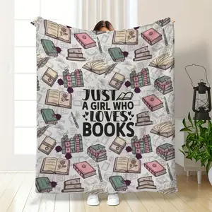 Retro Vintage Book Print Polyester Flannel Blanket - 280GSM, Warm, Tear-Resistant, All-Season Comfort for Bookworms, Machine Washable, Ideal for Reading Nook or Cozy Home Decor