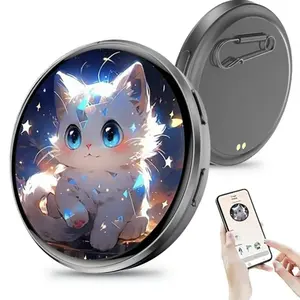 Digital Badge Pin, 1.7'' HD Touchscreen Smart Electronic Display Badge for Photos, GIFs & Videos, Bluetooth App Control Digital Pin for Backpacks Clip