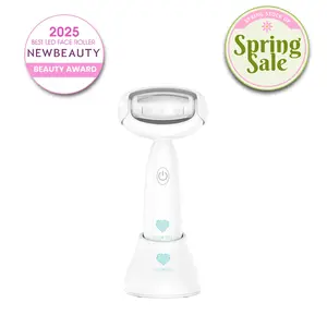 RIKI High Roller Skincare Daily Deep Tissue Massage Tool for Anti-Aging And Acne with red Light, Blue Light, Therapeutic wamth and Micro-current. Perfect for On-The-Go