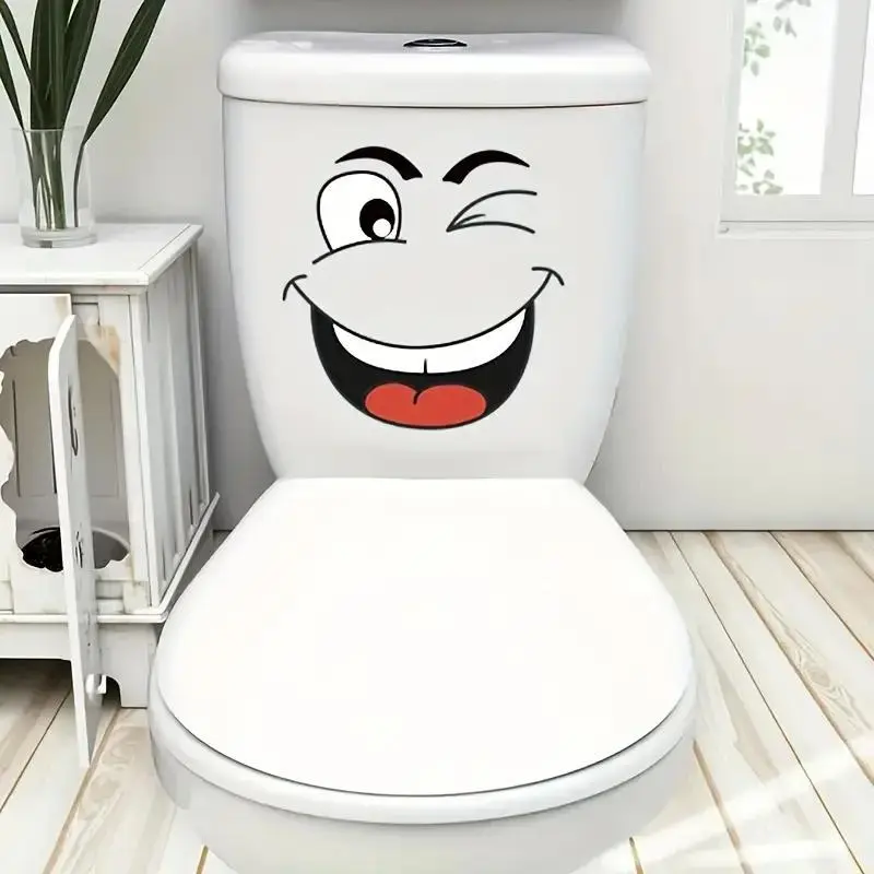 4 pieces of wheeled trash can stickers, fun emoji trash can stickers, large stickers, suitable for trash cans, toilet covers, water tanks, lanes, and garden decoration