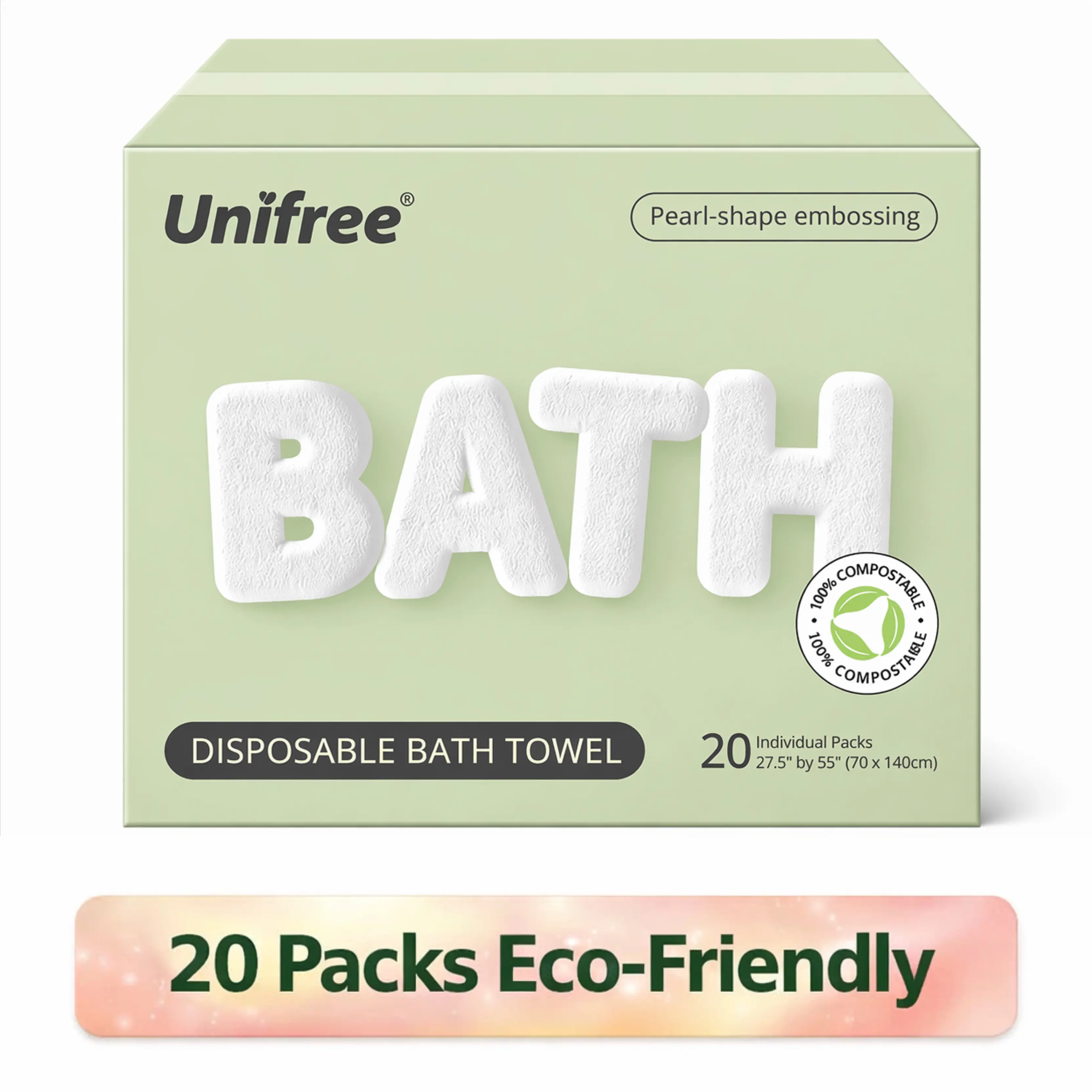 Unifree Disposable Bath Towel 5-20 Count, Individually Packed, Large Size 27.5 x 55 Inches, Absorbent Table, Great for Travel, Gym, Barber Use