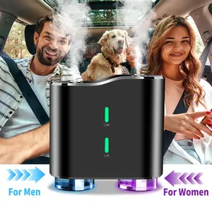 Smart Car Air Freshener, Car Fragrance with Dual Channel Diffuser, Car Aromatherapy Machine, Rechargeable Aromatherapy Clip, 3 Modes, Long-Lasting Scent, Includes 4 Essential Oils