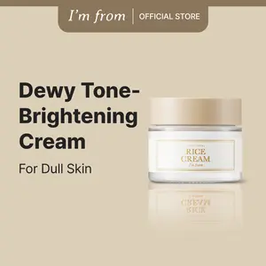 [I'm From Official Shop] Rice Cream 1.69 Ounce, 41% Rice Bran Essence with Ceramide, Glowing Look, Improves Moisture Skin Barrier, Nourishes Deeply, Soothing to Even Out Skin Tone, K Beauty Moisturizer Vegan Korea Skin Repair Hydrate Long Lasting