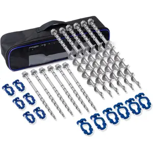 12 Pcs Heavy Duty Non-Rust Aluminum Screw Camping Ground Anchors Metal Tent Anchors Kit - Ideal for Securing Tents Canopies Sheds Car Ports Swing Sets Outdoors Beach