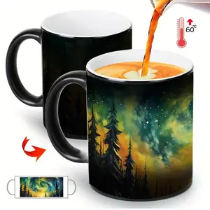 1pc Northern Lights Ceramic Coffee Mug - Color Changing Aurora Borealis Design for Hot and Cold Drinks Ceramic Mugs, Home, Office or Gift Use, Office Drinkware, Stylish Coffee Mugs | Vivid Pattern | Unique Color Changing Function, Best Gift