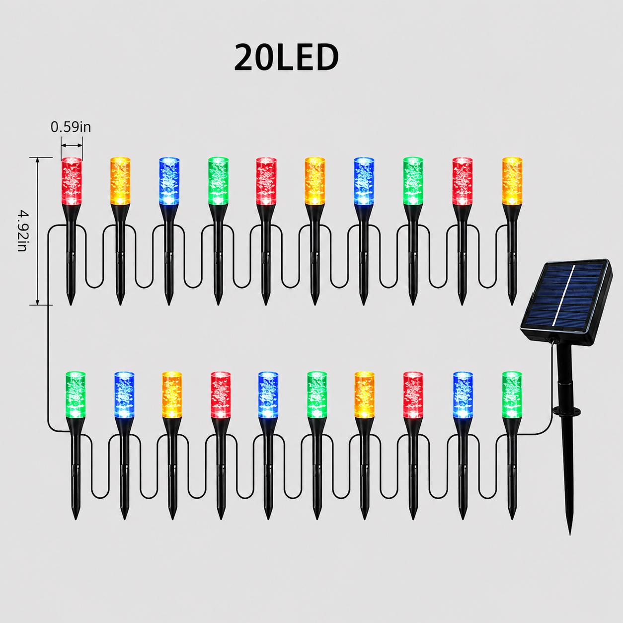 20-Pack LED Solar Pathway Lights, Crystal Ice Pillar Outdoor Garden Accessories with IP54 Waterproof Plastic Body, In-Ground Installation for Small Gardens, Paths