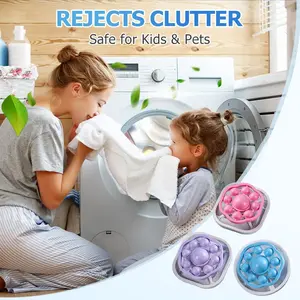 3 PCS Hair Filter Bag Floating Lint Catcher for Washing Machine Pet Hair Catcher Spherical Shape Lint Trap Cleaning Tool Reusable Washing Hair Filter Cleaning Mesh Bag Dog Cat Hair Remover for Laundry