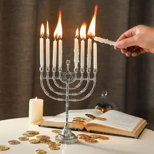 Hanukkah Menorah with Star of David – Traditional Jewish Candle Holder for Chanukah & Holiday Decorations,8.6” Tall
