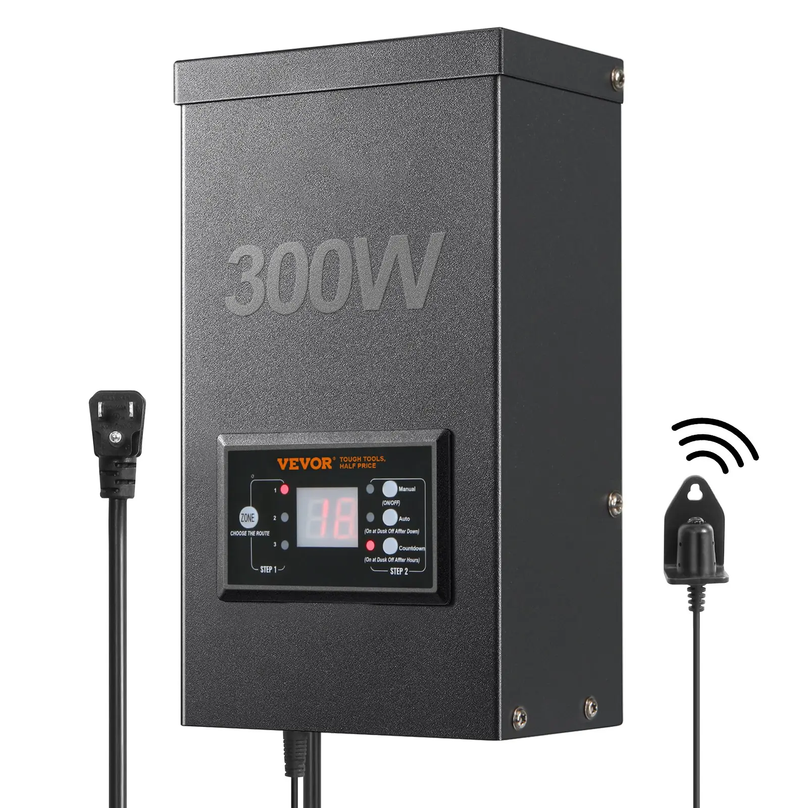 VEVOR 300W Power Low Voltage Landscape Transformer - 120V AC Power Supply with Auto Timer, Photocell Sensor, Waterproof, 12V/14V AC for Outdoor Garden Lighting, ETL Listed, Landscape Lighting