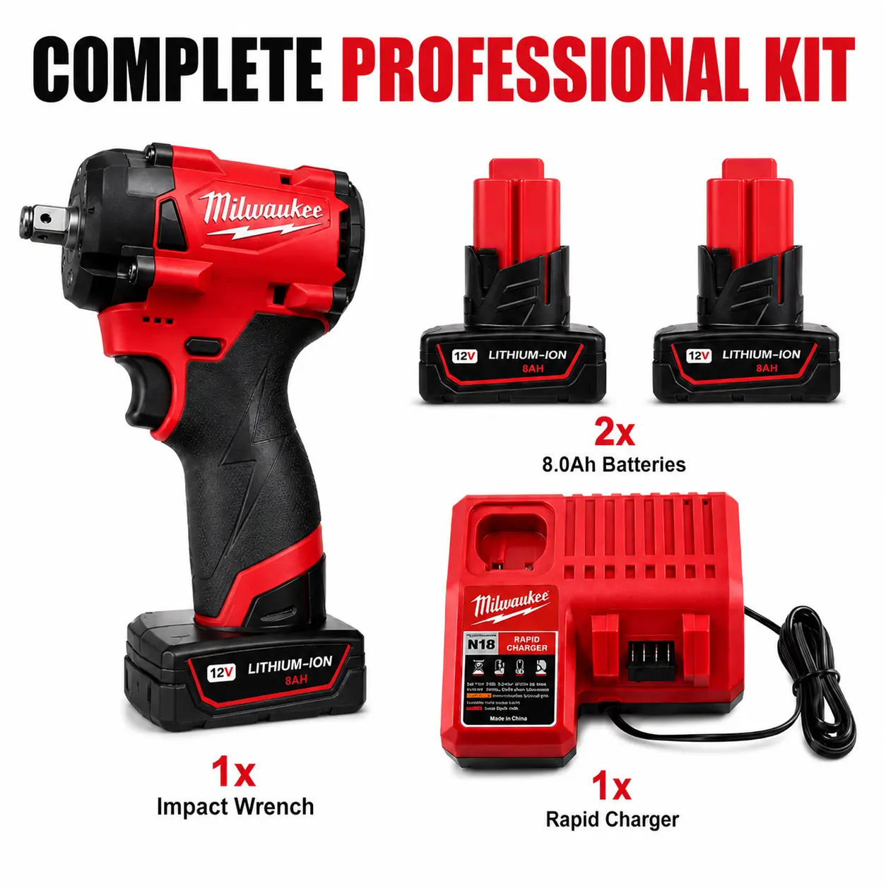 Milwaukee M12 FUEL 4-Mode Brushless Cordless Impact Drill Driver Kit, Heavy-Duty Power Tool for Bolt Tightening, Steel Structure Installation, Lithium-Electric with M18 Accessory Compatibility, Power Tools