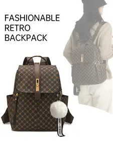 Anti-theft geometric print PU leather backpack, Traveler Essentials Backpack, multi-functional daily bag, multi-pocket lightweight travel bag, large capacity simple schoolbag, suitable for students, nurses, teachers, business people