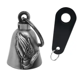 Dream Apparel Praying Hands Bell, Christmas/Halloween Bell, Gremlin/Guardian Motorcycle Bell/Motorcycle Key Chain For Bikers Women Men W/Hanger Biker, Bell For Riders, Good Luck Riding Bell SpiritBell Moto Accessories